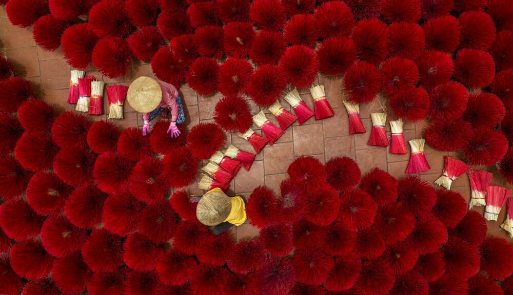 An enchanting aerial view of Quang Phu Cau Incense Village